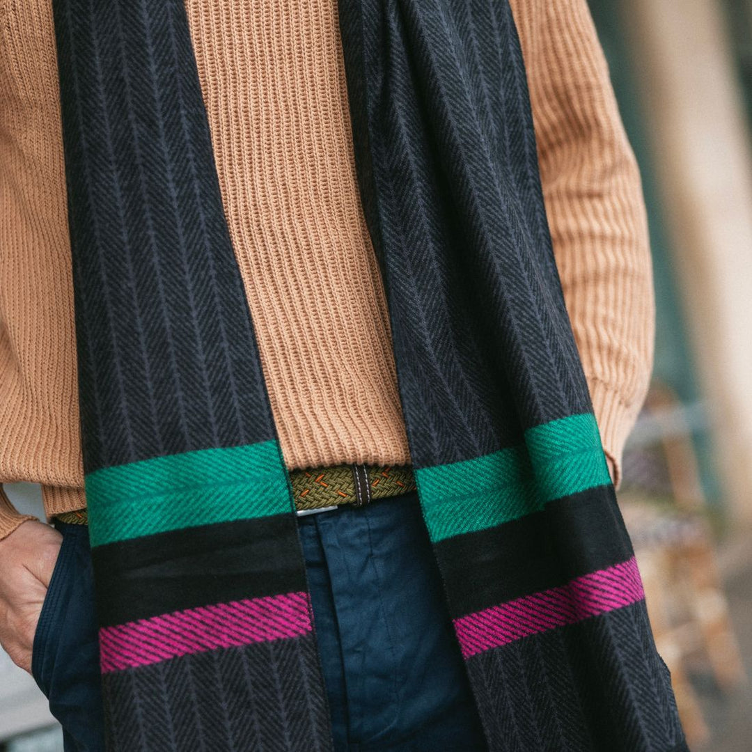 Charcoal Herringbone Bamboo Scarf