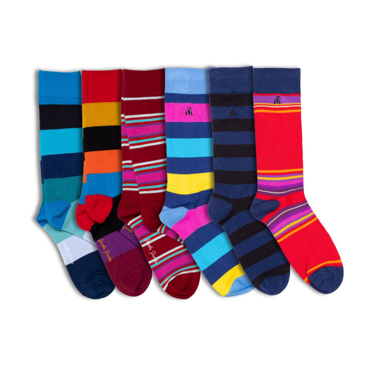 6 Pairs Men's Striped Bamboo Socks - 30% OFF