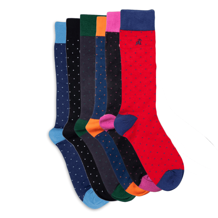 6 Pairs Men's Spotted Bamboo Socks - 30% OFF