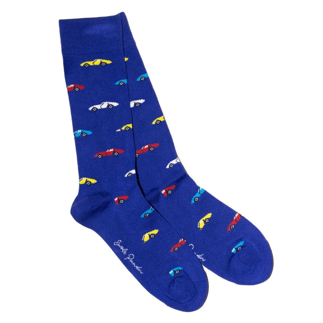New Men's Bamboo Sock Collection - Blue Classic Car Bamboo Socks
