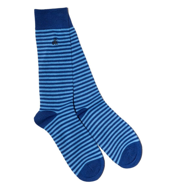 New Men's Bamboo Sock Collection - Sky Blue Narrow Striped Bamboo Socks