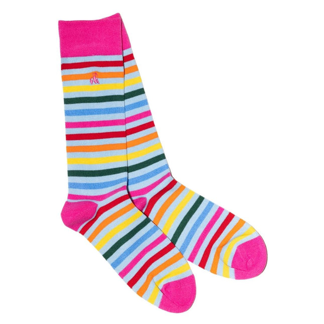 Womens Bamboo Socks - Pastel Striped Bamboo Socks