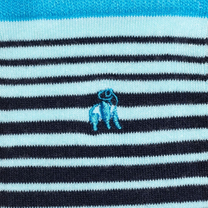 White & Blue Narrow Striped Bamboo Socks