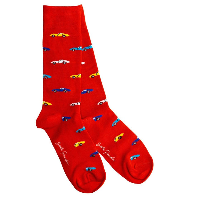 New Men's Bamboo Sock Collection - Red Classic Car Bamboo Socks