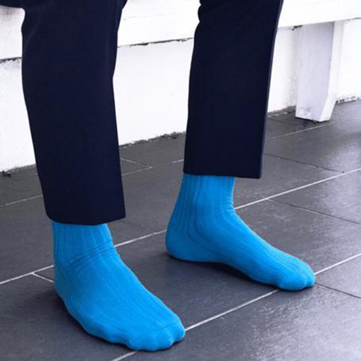 Sky Blue Bamboo Socks (Comfort Cuff)