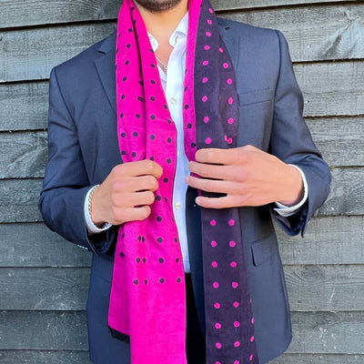 Navy and Pink Spot Bamboo Scarf