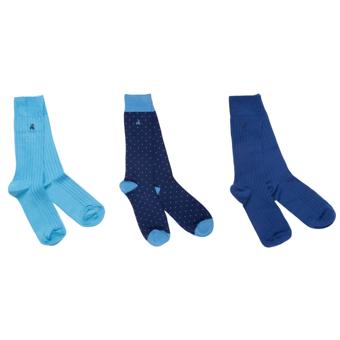 Spotted Blue Sock Box - 3 Pairs of Bamboo Socks (His)