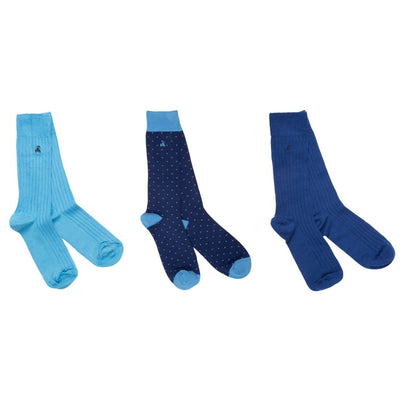 Spotted Blue Sock Box - 3 Pairs of Bamboo Socks (His)