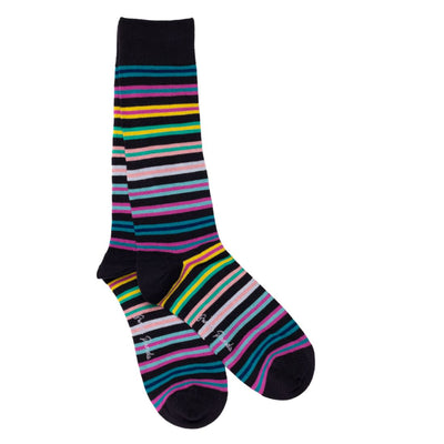 Navy Multi Striped Bamboo Socks