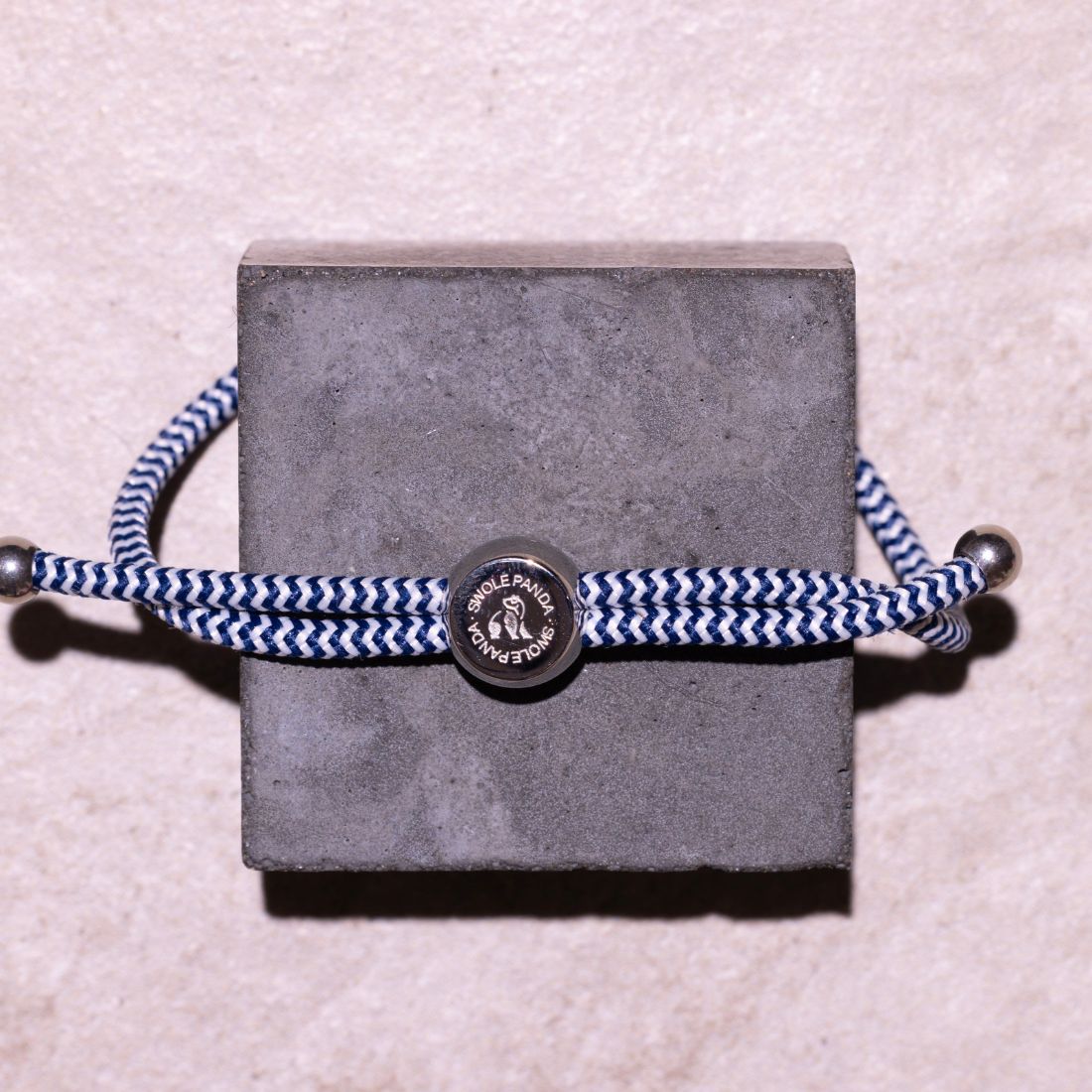 Rope Bracelet - Blue / White Zigzag