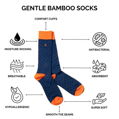 Spotted Orange Bamboo Socks (Comfort Cuff)