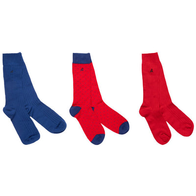 Red and Blue Sock Box - 3 Pairs of Bamboo Socks (His)