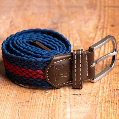 Woven Belt - Blue / Burgundy Stripe