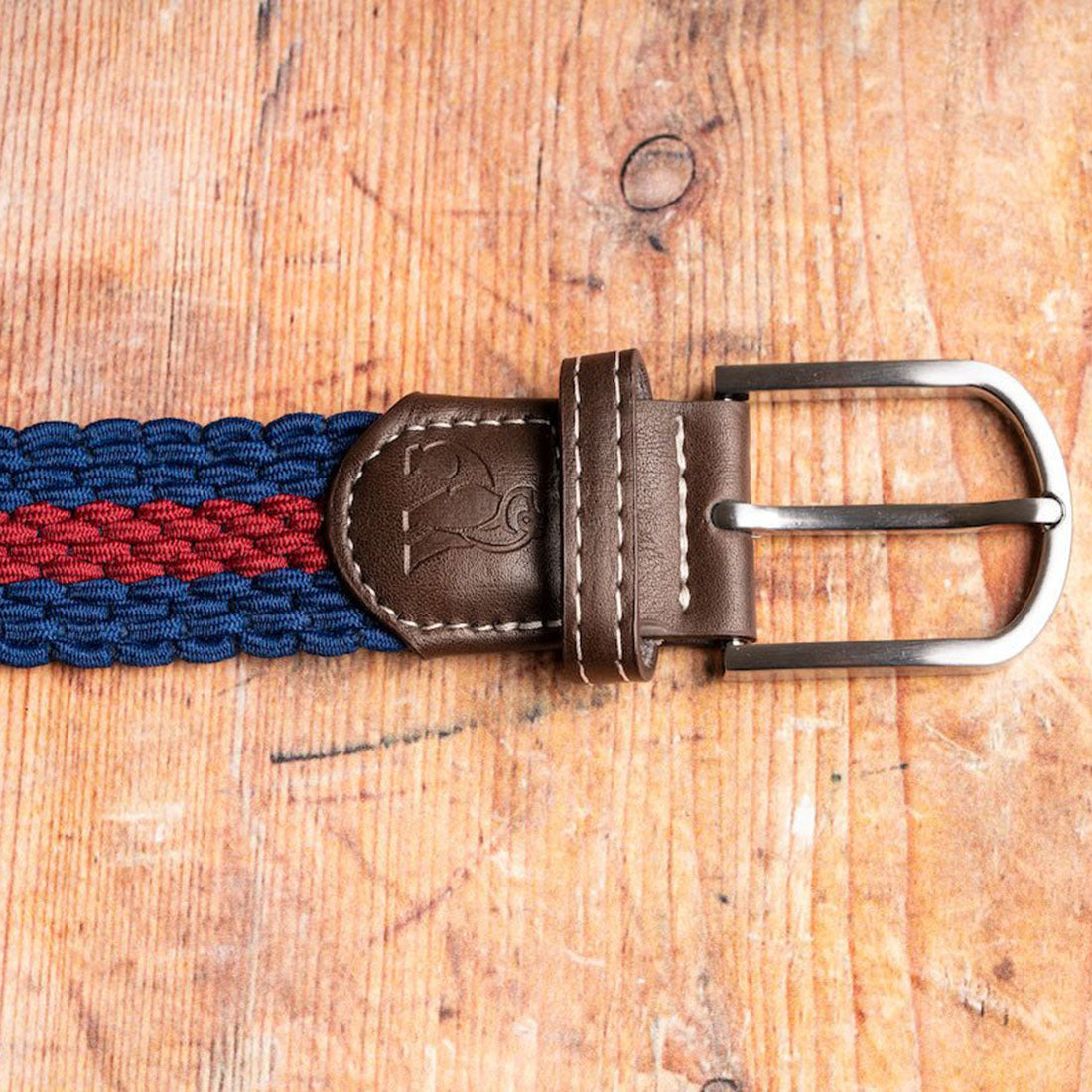 Woven Belt - Blue / Burgundy Stripe