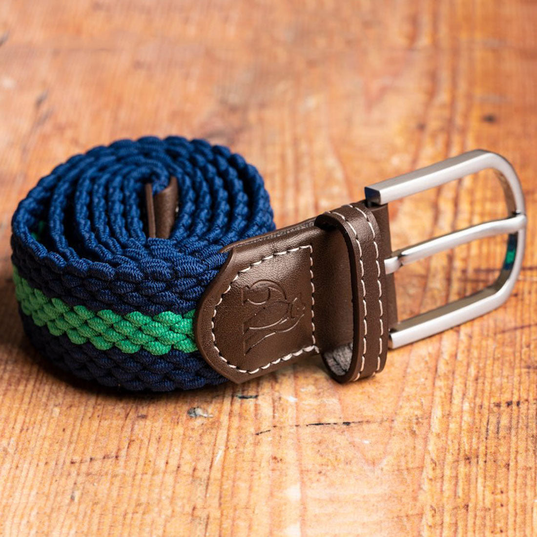 Woven Belt - Blue / Green Stripe