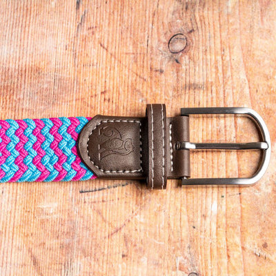 Woven Belt - Blue / Pink Zigzag