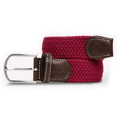 Oxblood Red Belt Red and Grey Belt Leather and Elastic Belt 