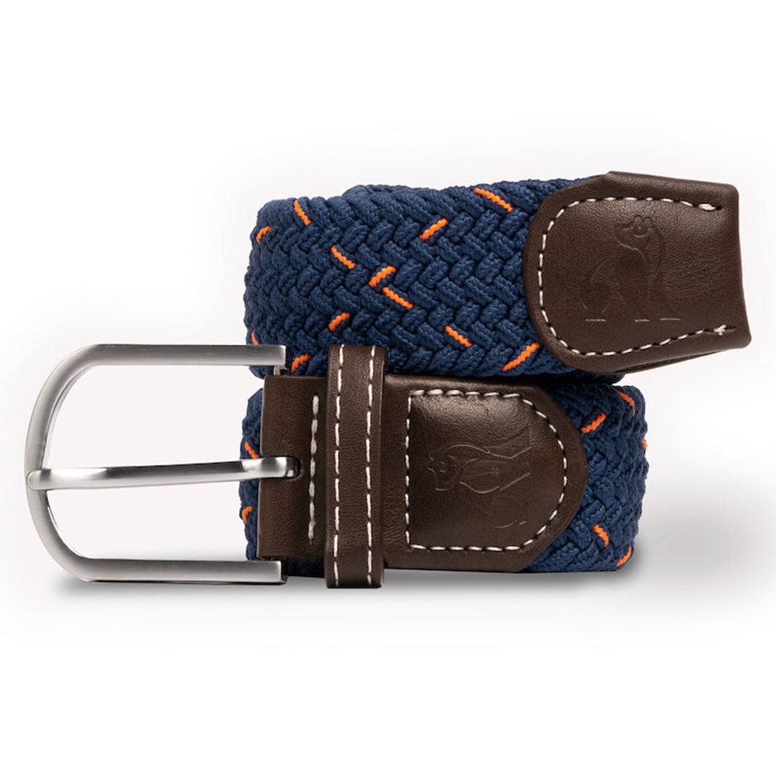 Woven Belt - Navy & Orange Dot