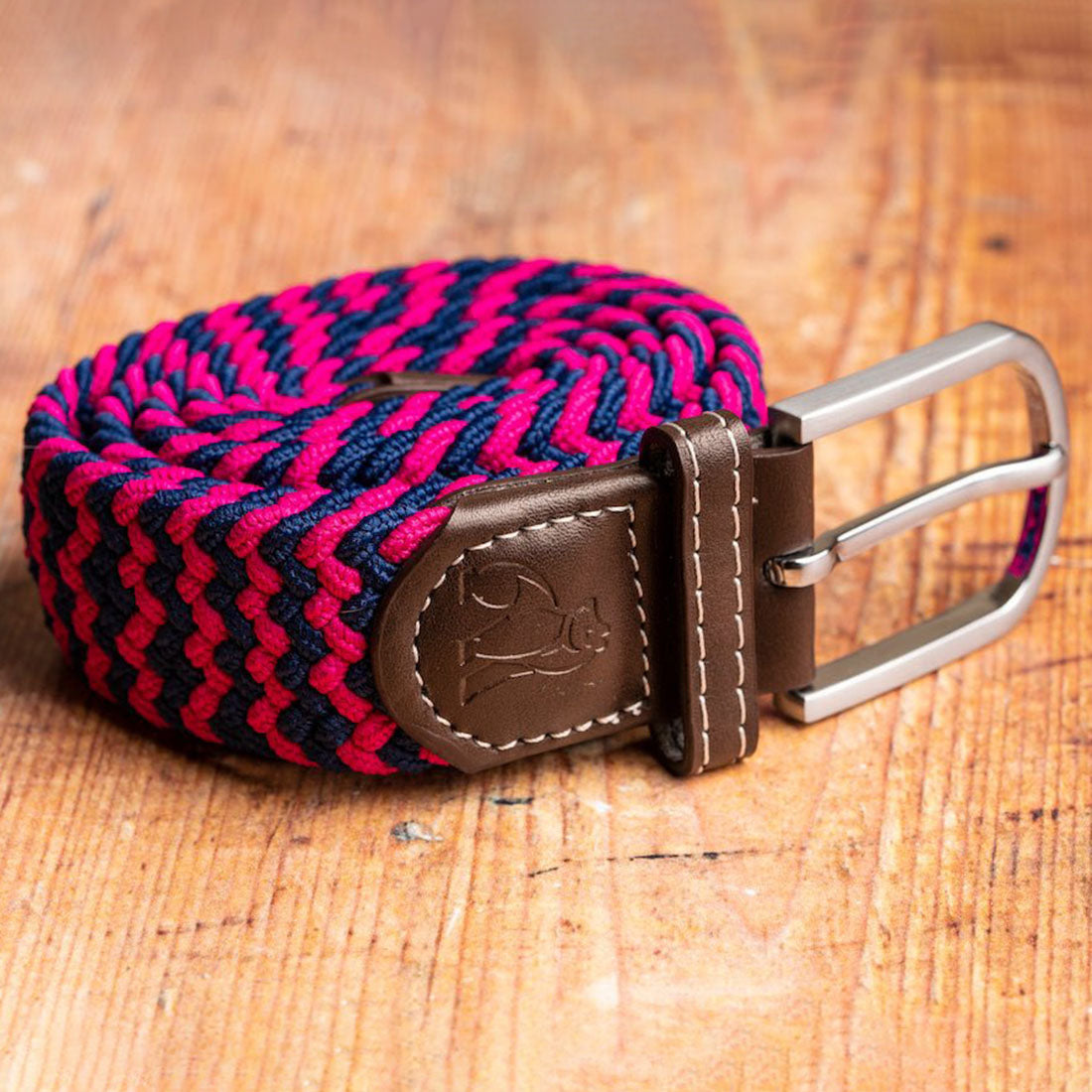 Woven Belt - Pink / Blue Zigzag