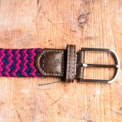 Woven Belt - Pink / Blue Zigzag
