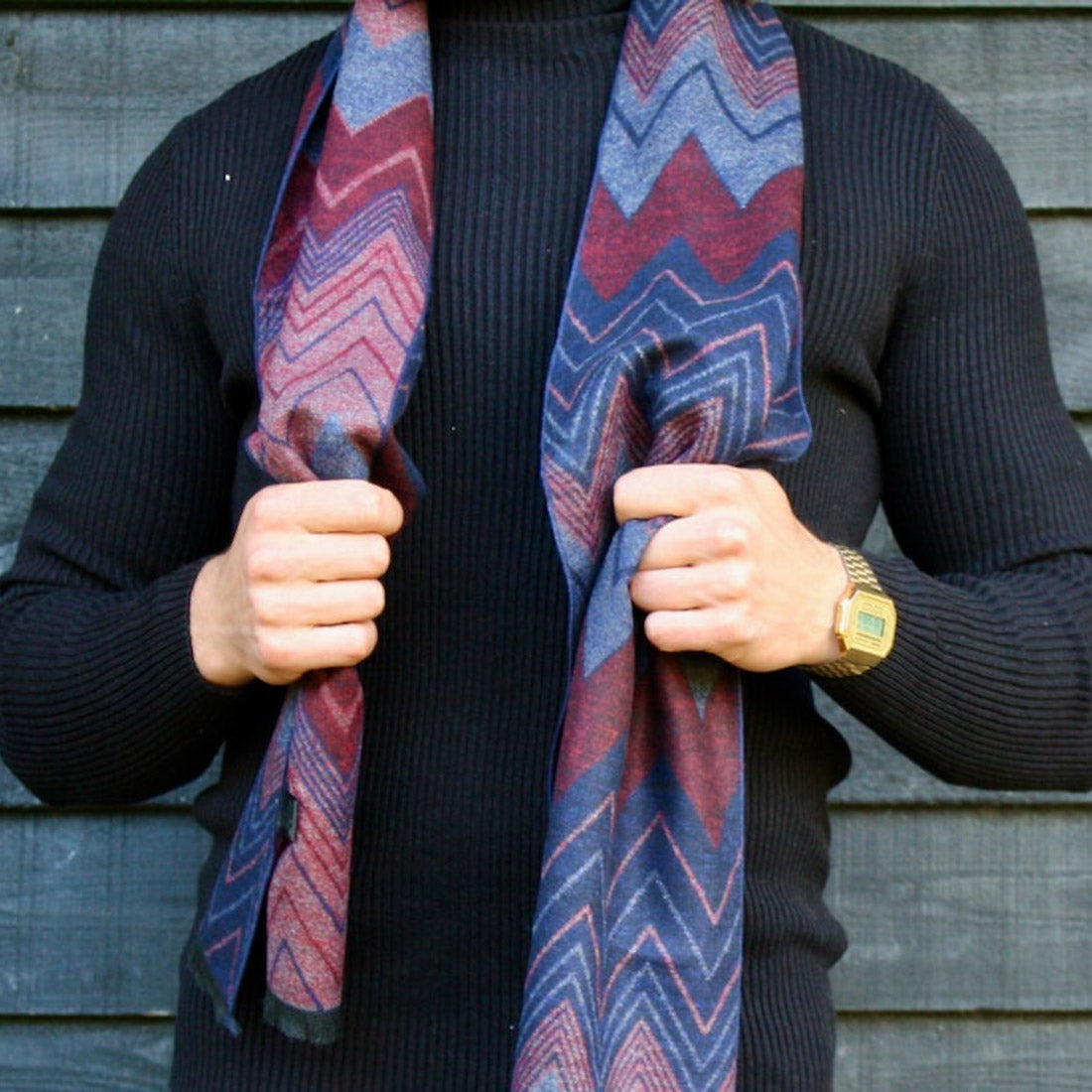 Red & Blue Zigzag Bamboo Scarf