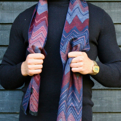 Red & Blue Zigzag Bamboo Scarf
