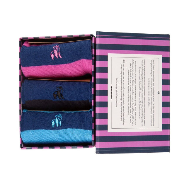 Bamboo Sock Gift Boxes and Bundles - Stripey Sock Box - 3 Pairs of Bamboo Socks (His)