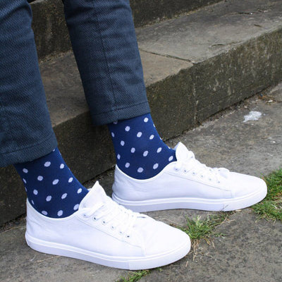 Blue Polka Dot Bamboo Socks