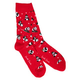 Red Skiing Panda Bamboo Socks