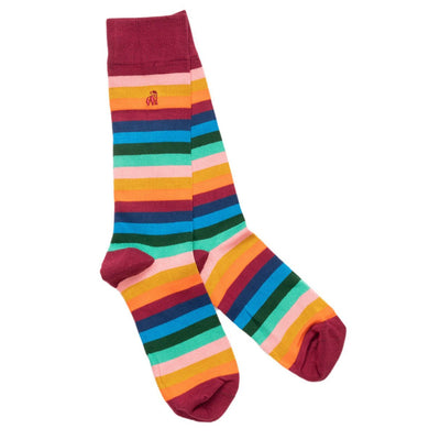 Multi Fine Striped Bamboo Socks