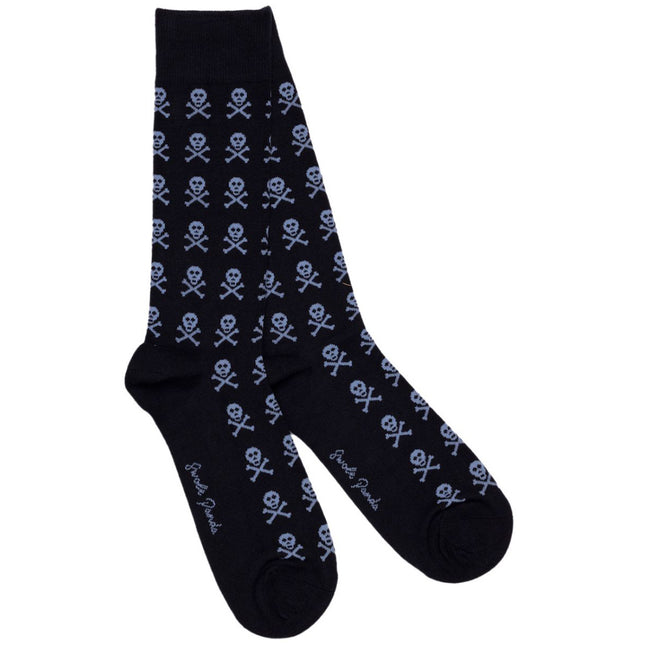 Funky Mens Socks - Navy Skull Bamboo Socks