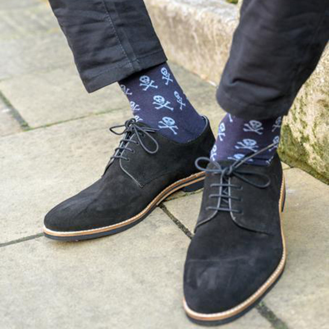 Navy Skull Bamboo Socks