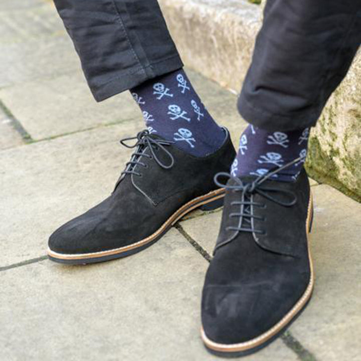 Navy Skull Bamboo Socks