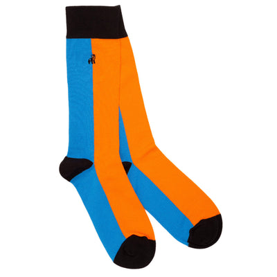 Orange & Blue Vertical Striped Bamboo Socks