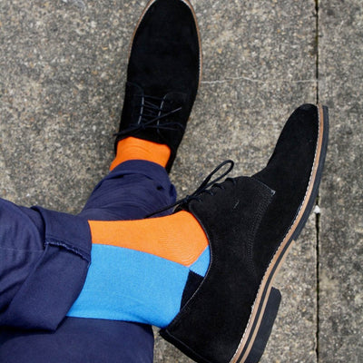 Orange & Blue Vertical Striped Bamboo Socks