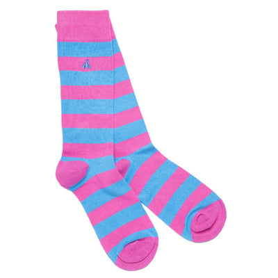 Pink and Blue Striped Bamboo Socks