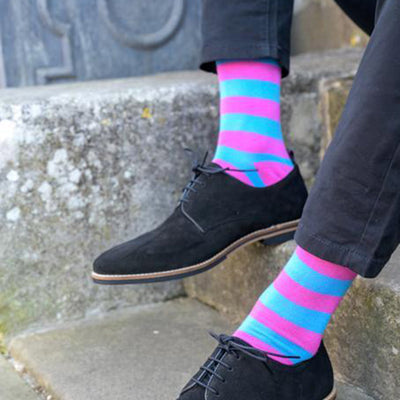 Pink and Blue Striped Bamboo Socks