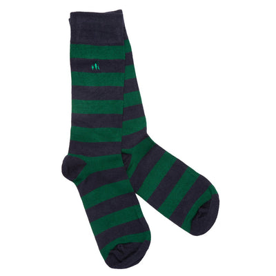 Racing Green Striped Bamboo Socks