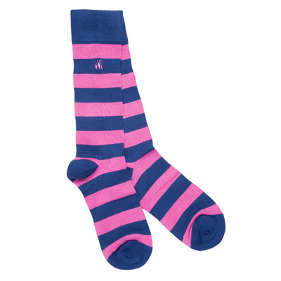 Rich Pink Striped Bamboo Socks