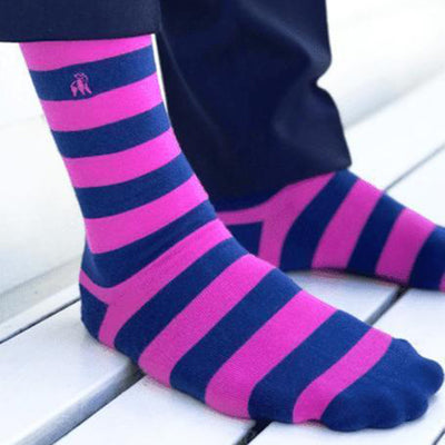 Rich Pink Striped Bamboo Socks