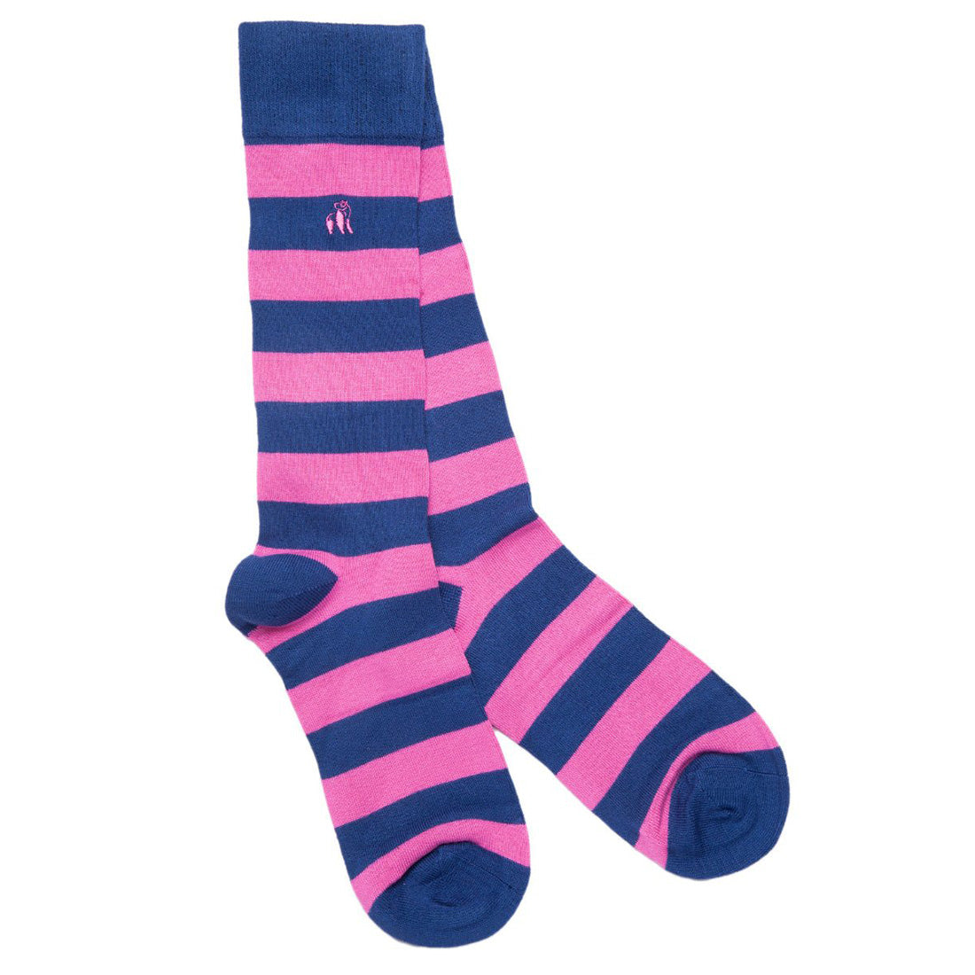 Rich Pink Striped Bamboo Socks (Comfort Cuff)