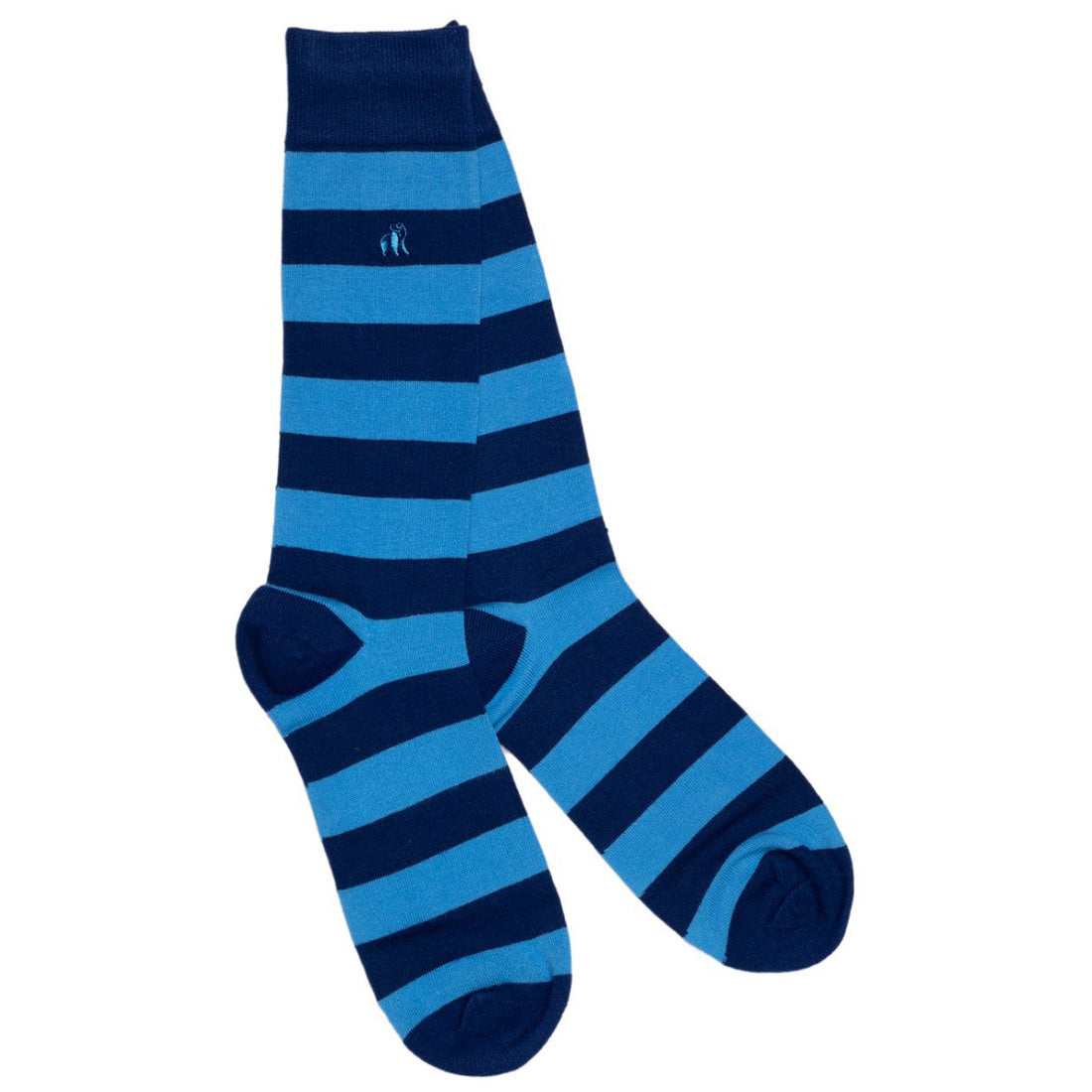 Sky Blue Striped Bamboo Socks (Comfort Cuff)