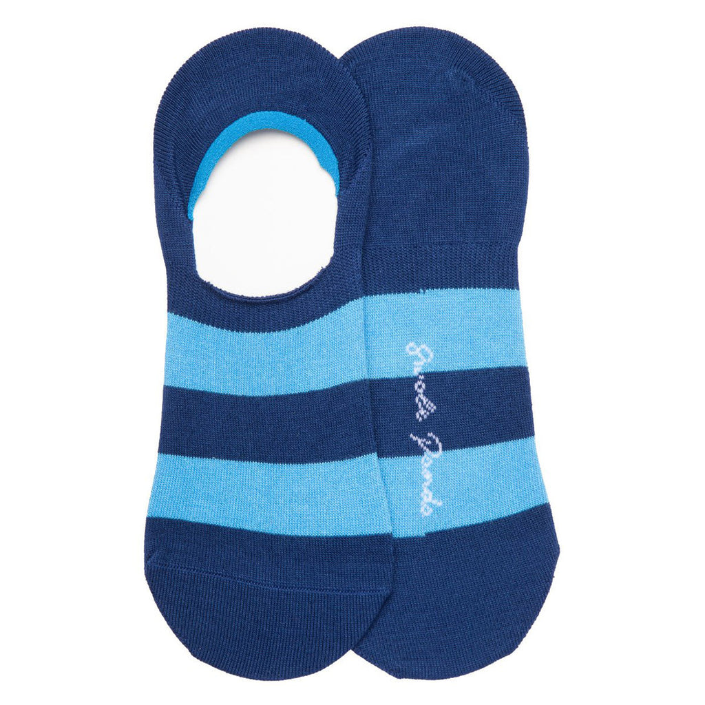 Sky Blue Striped "No Show" Bamboo Socks