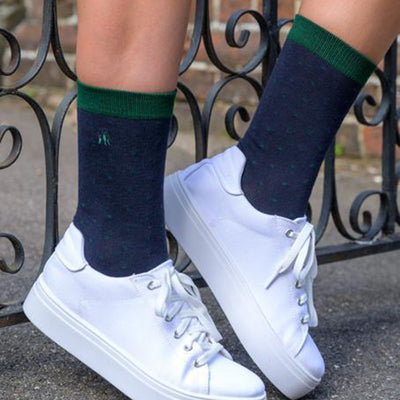 Spotted Navy Bamboo Socks